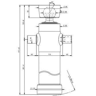 Teleskopski cilinder 2 stopnje 6 ton 495mm s kroglo 3021S